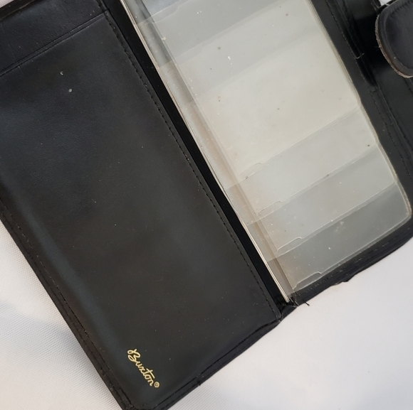 Buxton Black Leather Full Size Wallet Top Grain Cowhide Zip Around Checkbook - Picture 8 of 10